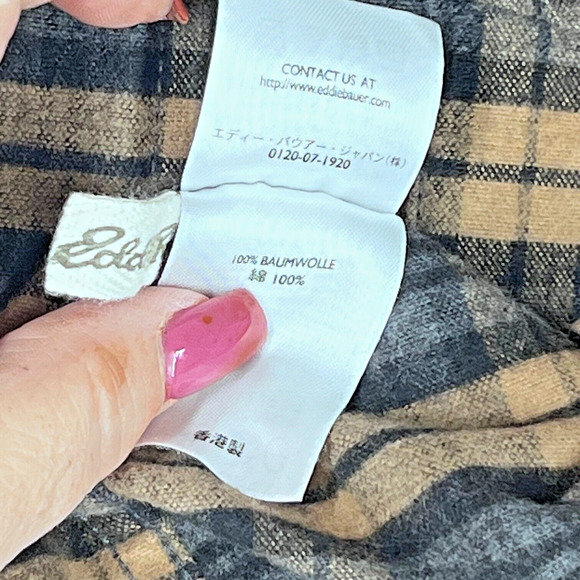 Eddie Bauer Mens Flannel Shirt Sz Medium Multicolor Plaid Heavy Cotton Button Up - Picture 8 of 11